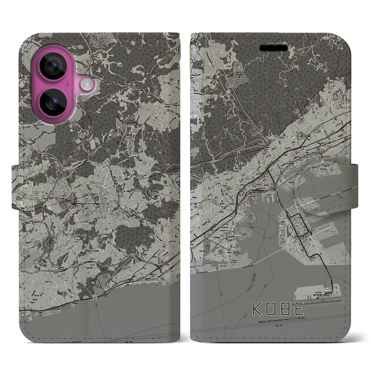 【神戸(兵庫県)】地図柄iPhoneケース(手帳タイプ)