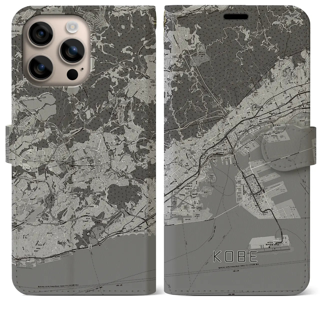 【神戸(兵庫県)】地図柄iPhoneケース(手帳タイプ)