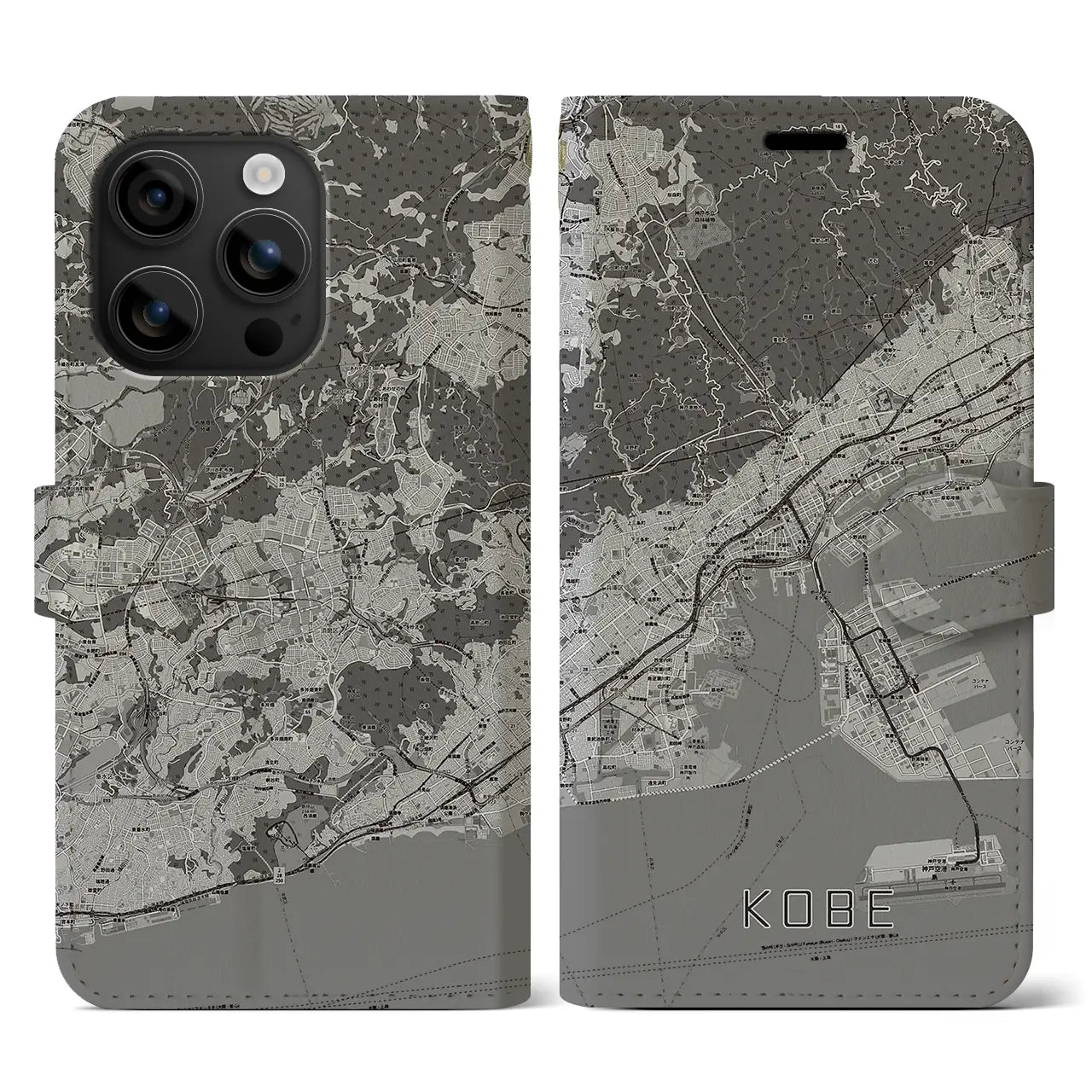 【神戸(兵庫県)】地図柄iPhoneケース(手帳タイプ)