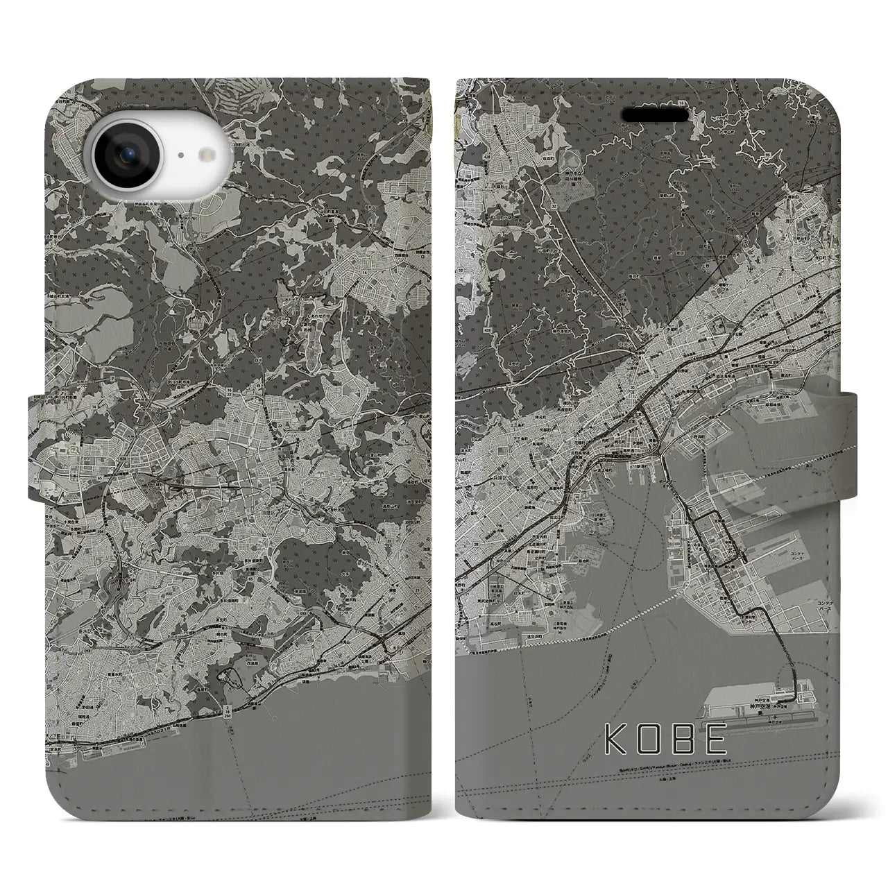 【神戸(兵庫県)】地図柄iPhoneケース(手帳タイプ)