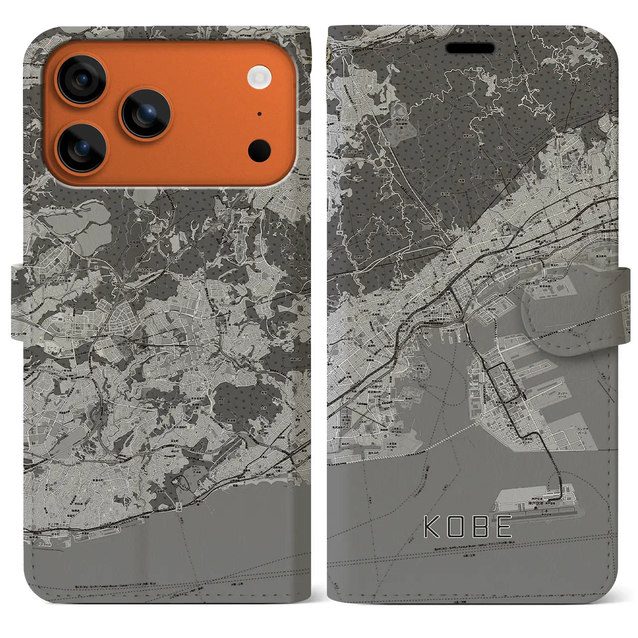 【神戸(兵庫県)】地図柄iPhoneケース(手帳タイプ)