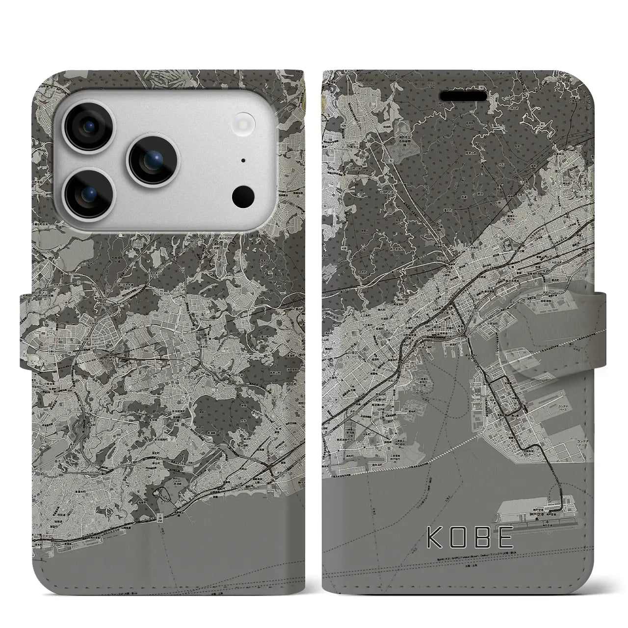 【神戸(兵庫県)】地図柄iPhoneケース(手帳タイプ)