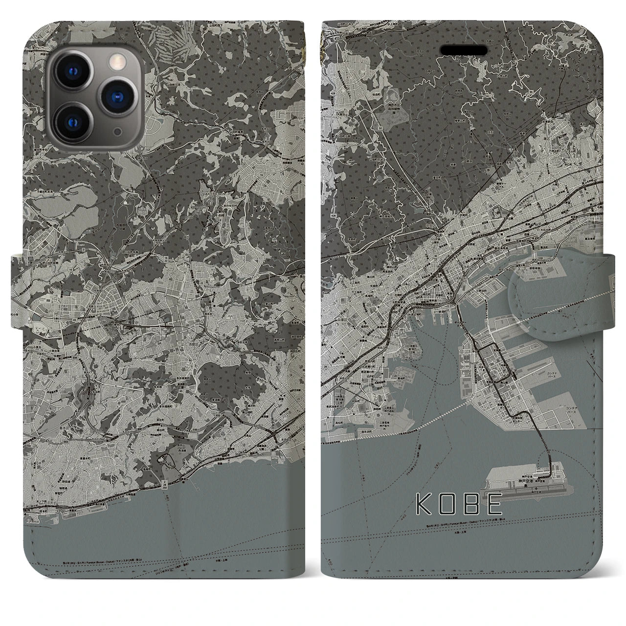 【神戸(兵庫県)】地図柄iPhoneケース(手帳タイプ)