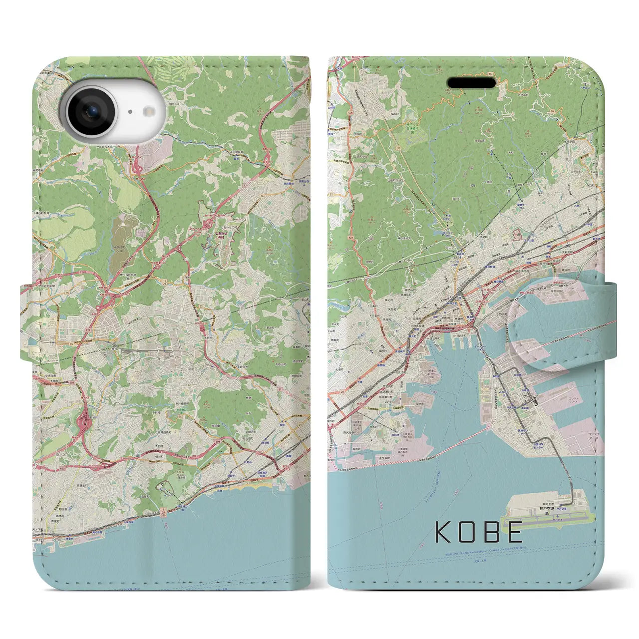 【神戸(兵庫県)】地図柄iPhoneケース(手帳タイプ)