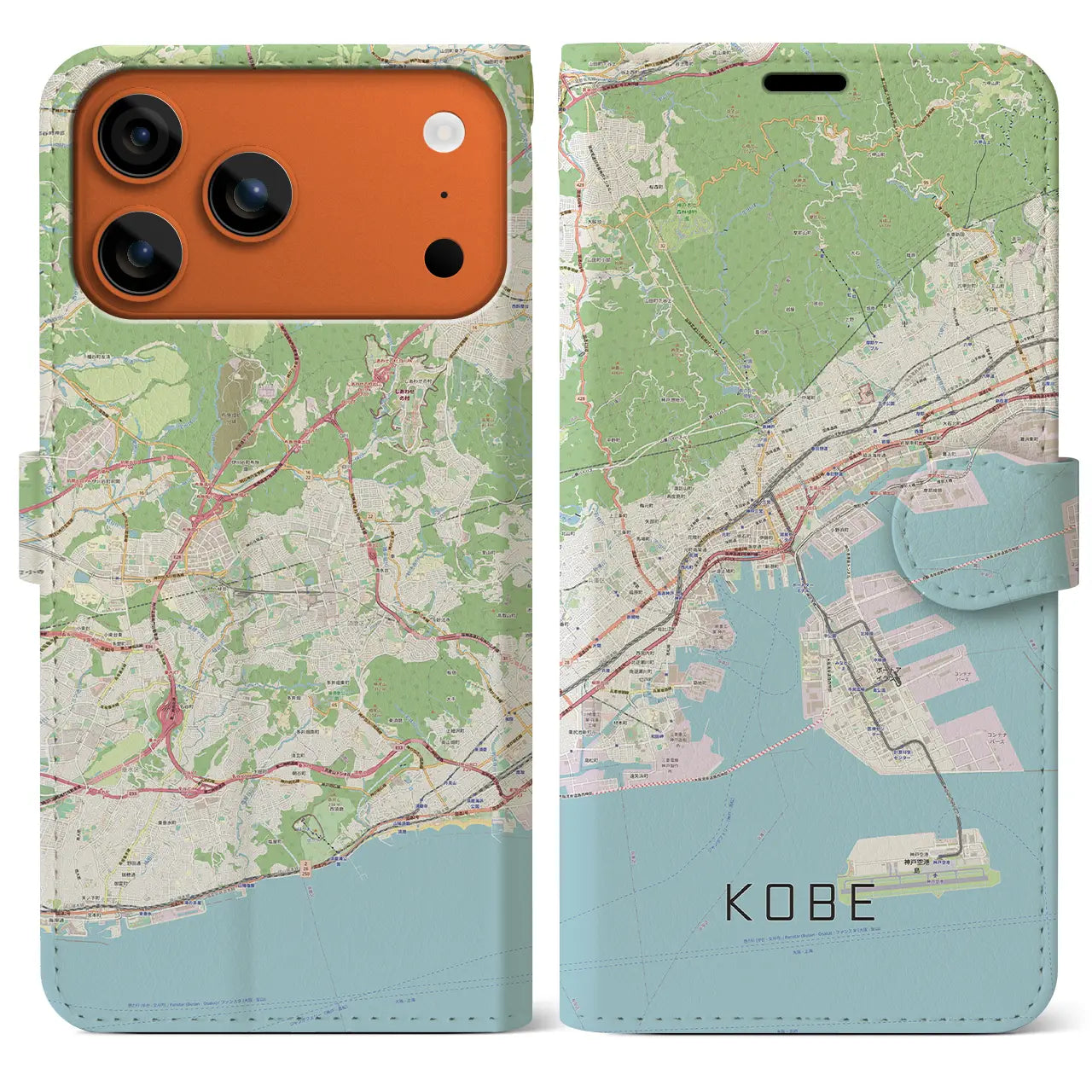 【神戸(兵庫県)】地図柄iPhoneケース(手帳タイプ)