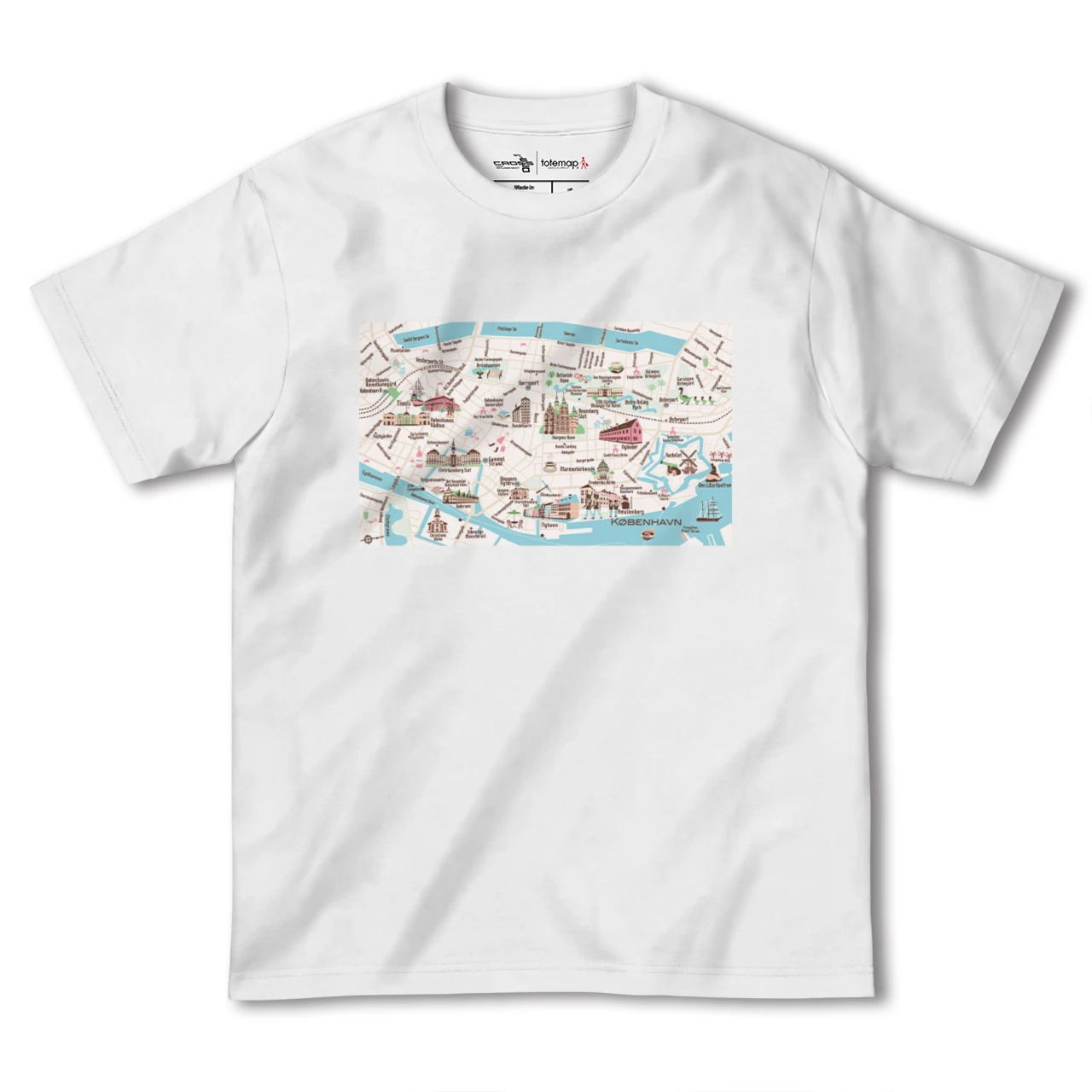 【コペンハーゲン(デンマーク)】イラストマップTシャツ