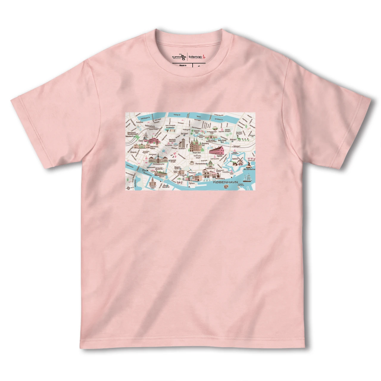 【コペンハーゲン(デンマーク)】イラストマップTシャツ