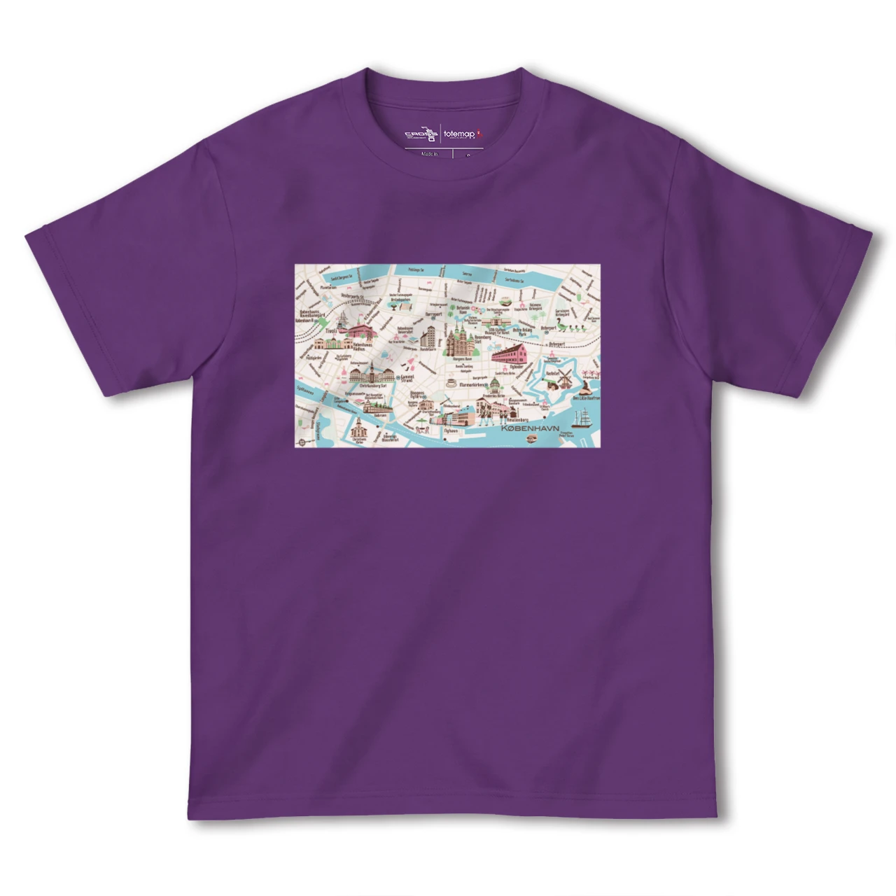 【コペンハーゲン(デンマーク)】イラストマップTシャツ