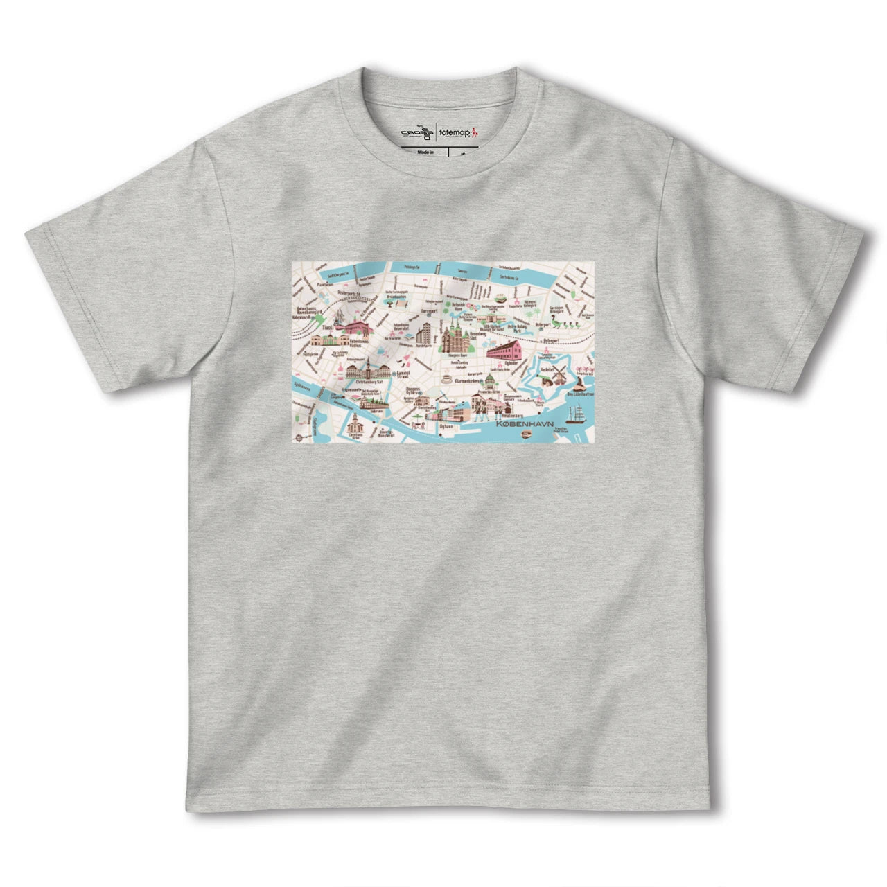 【コペンハーゲン(デンマーク)】イラストマップTシャツ