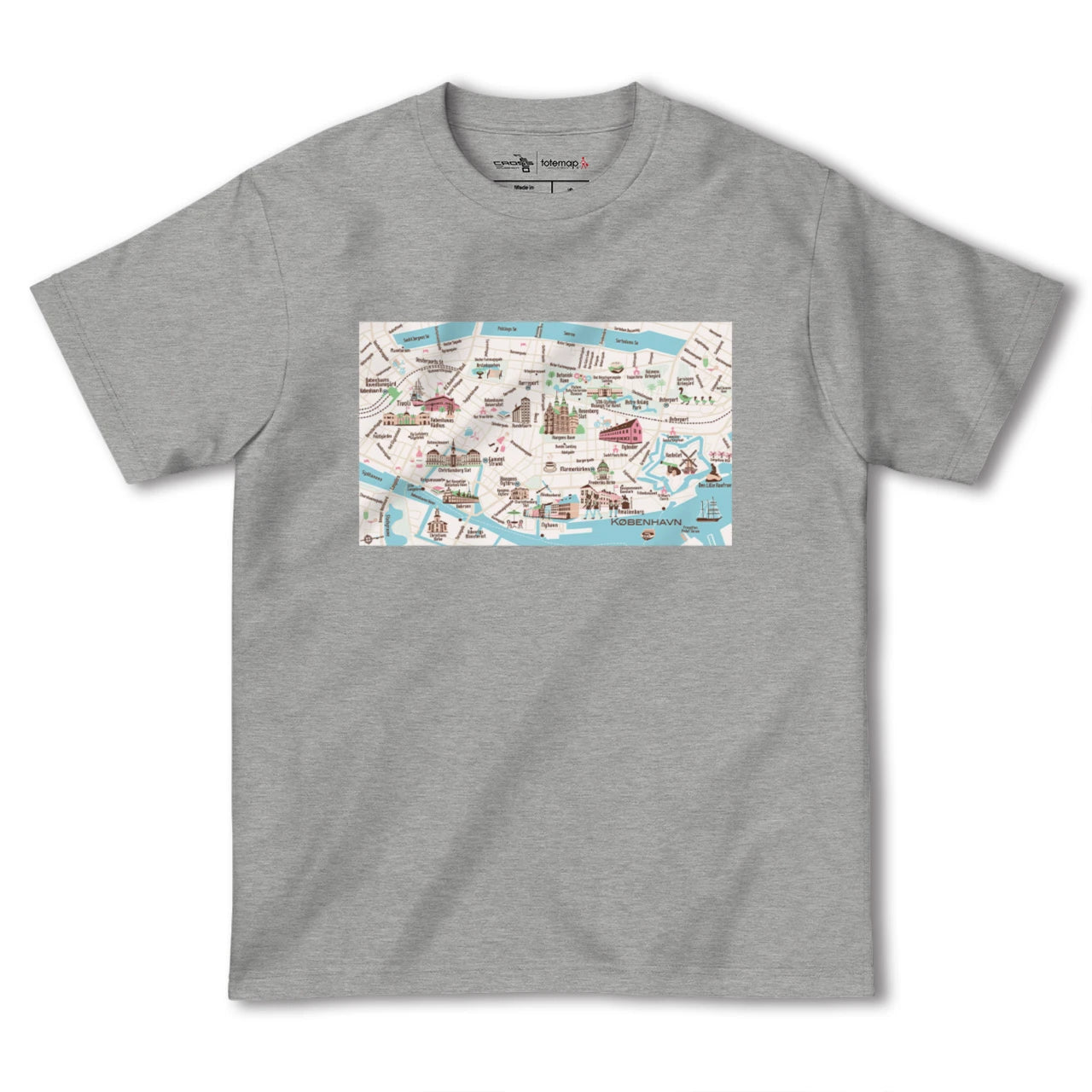【コペンハーゲン(デンマーク)】イラストマップTシャツ