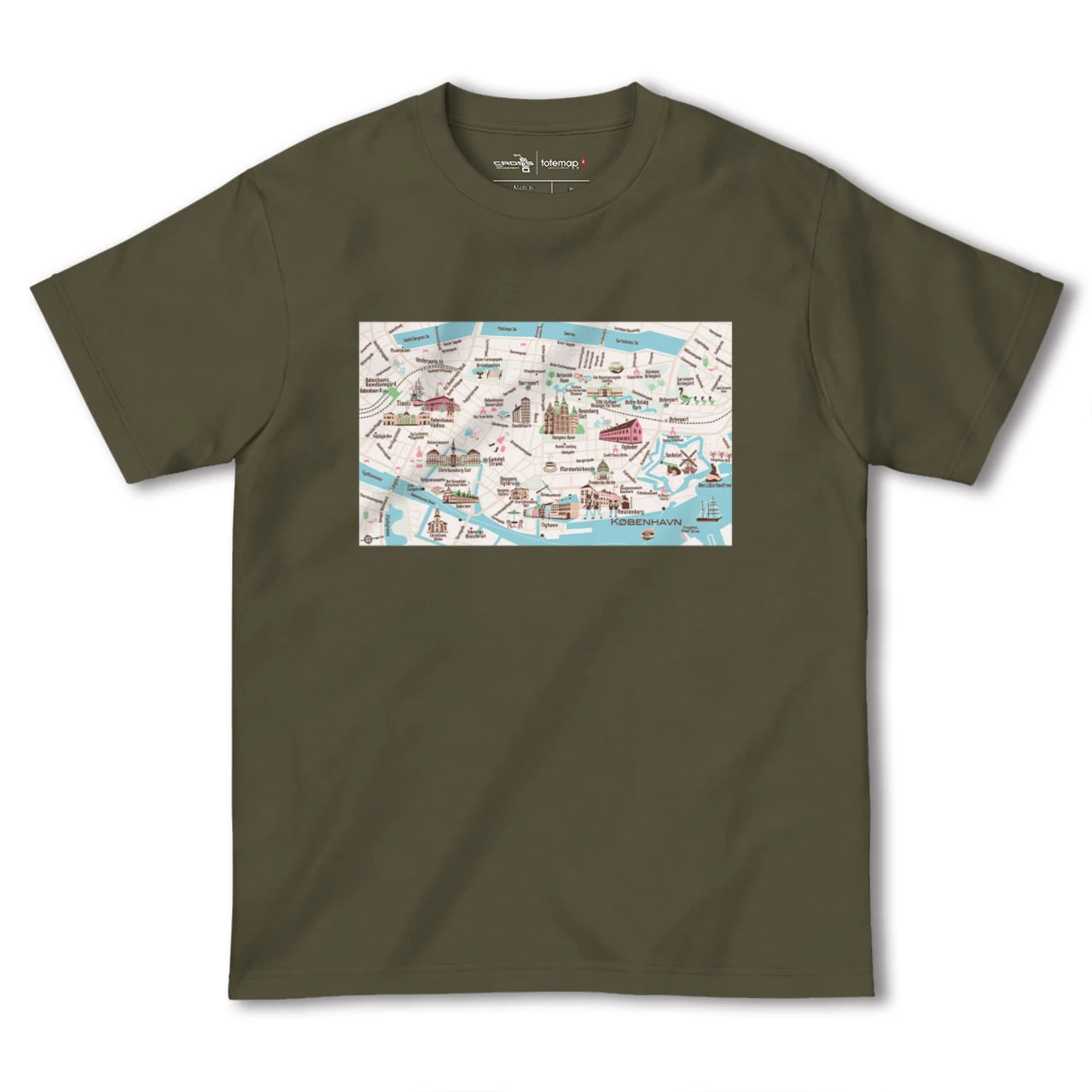 【コペンハーゲン(デンマーク)】イラストマップTシャツ