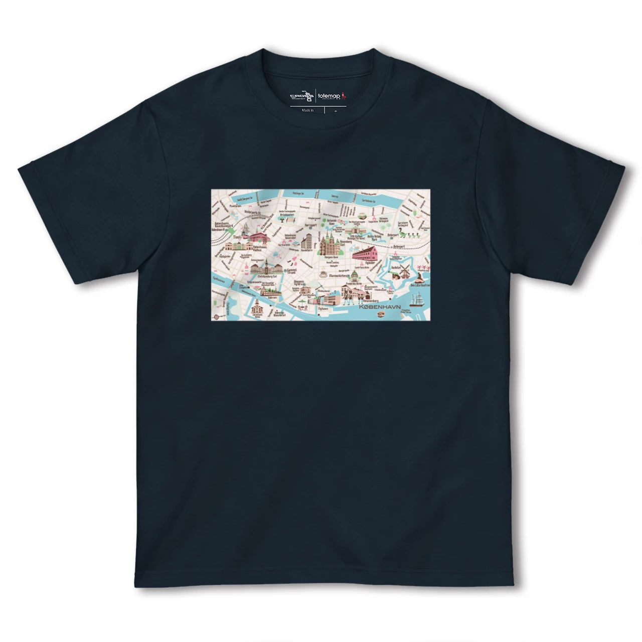 【コペンハーゲン(デンマーク)】イラストマップTシャツ