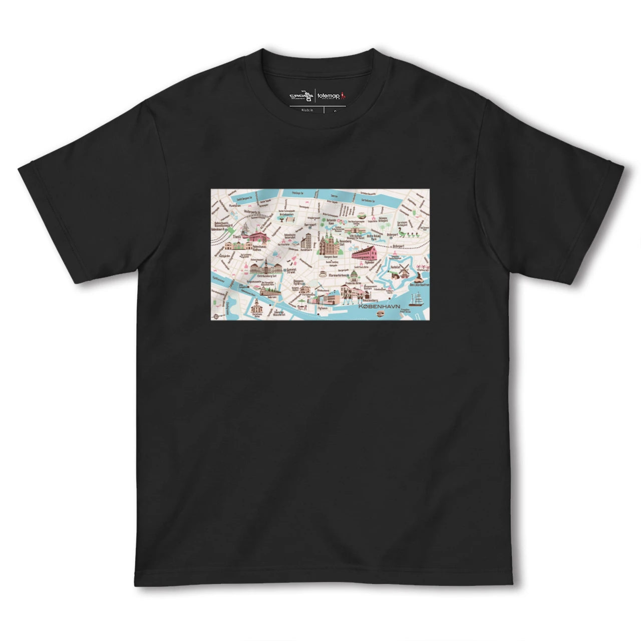 【コペンハーゲン(デンマーク)】イラストマップTシャツ