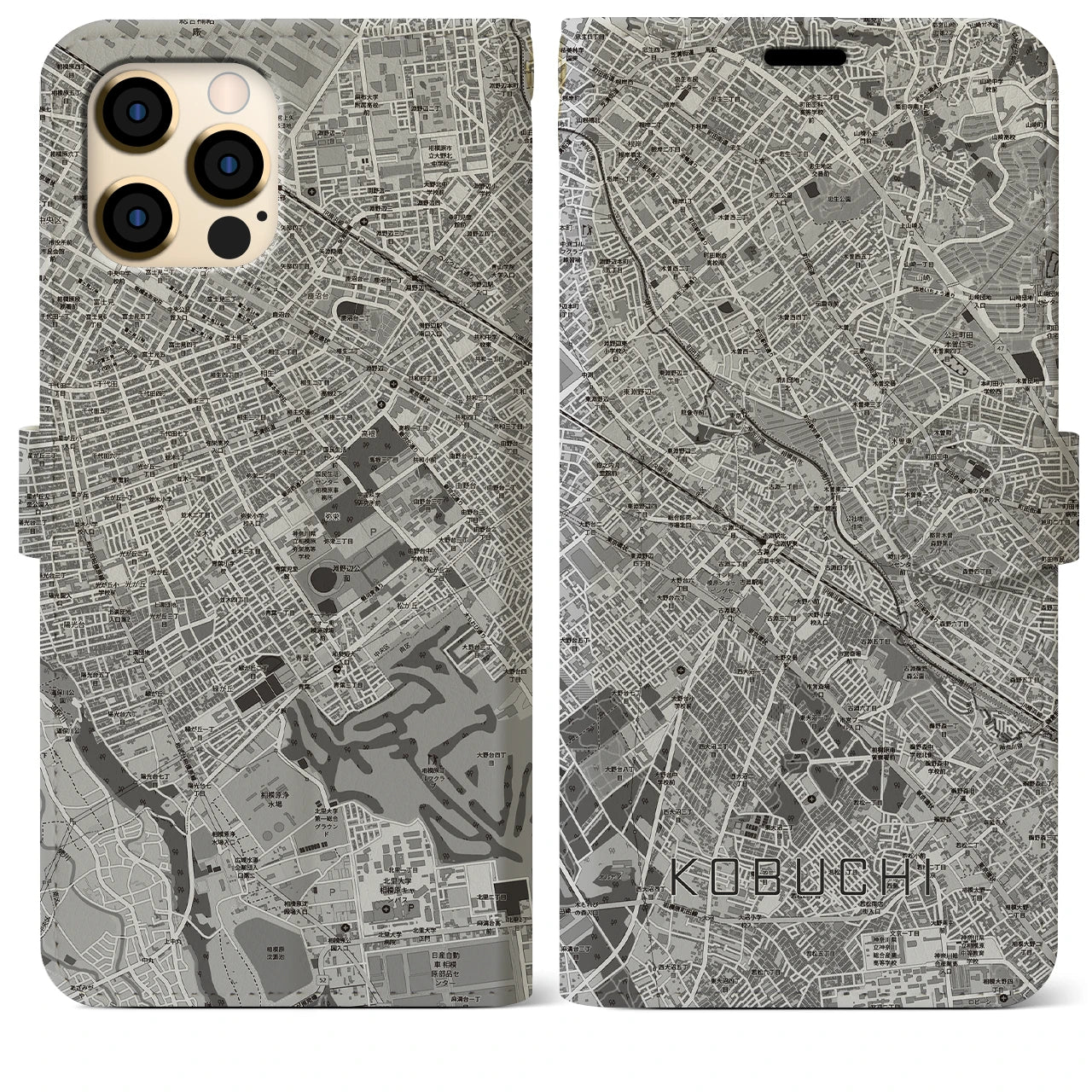 【古淵(神奈川県)】地図柄iPhoneケース(手帳タイプ)