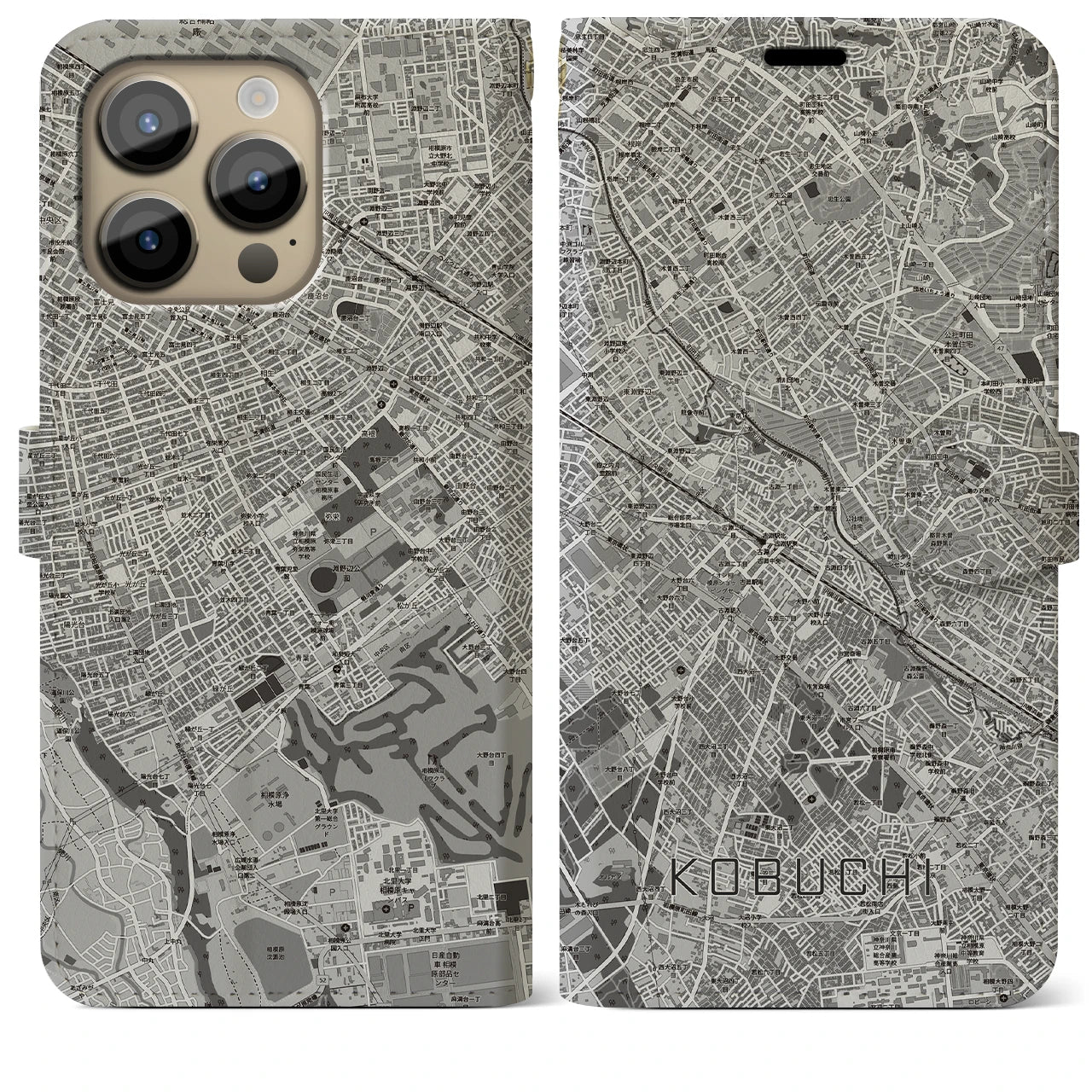 【古淵(神奈川県)】地図柄iPhoneケース(手帳タイプ)