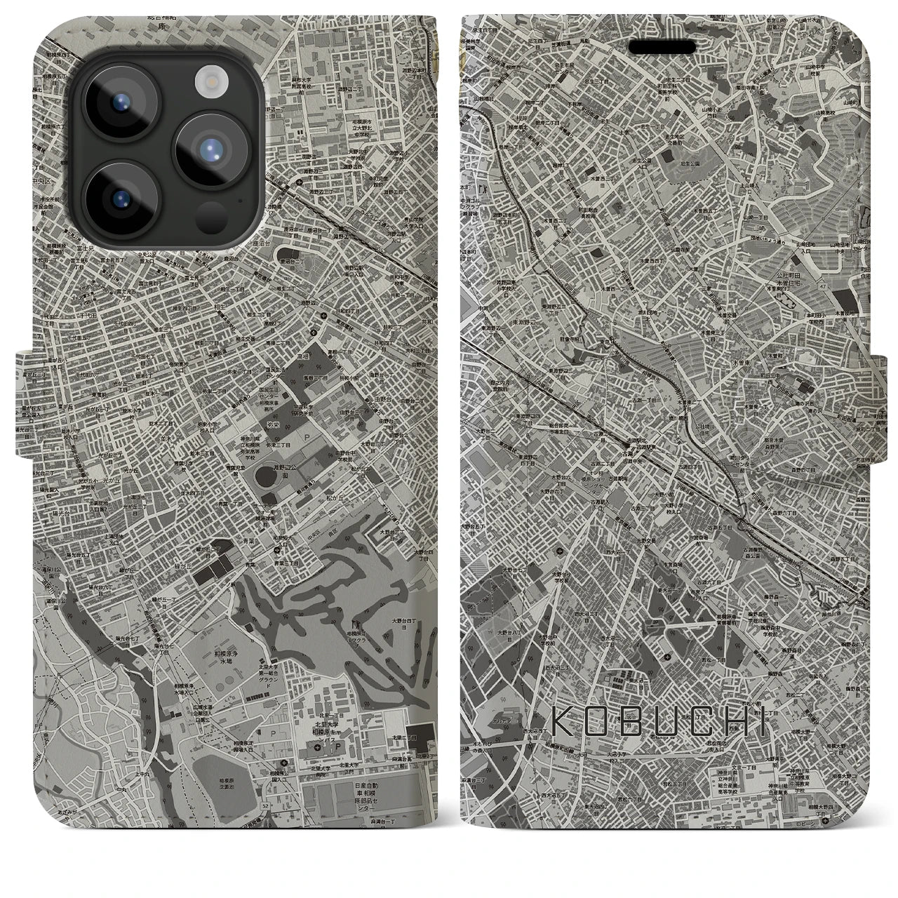 【古淵(神奈川県)】地図柄iPhoneケース(手帳タイプ)