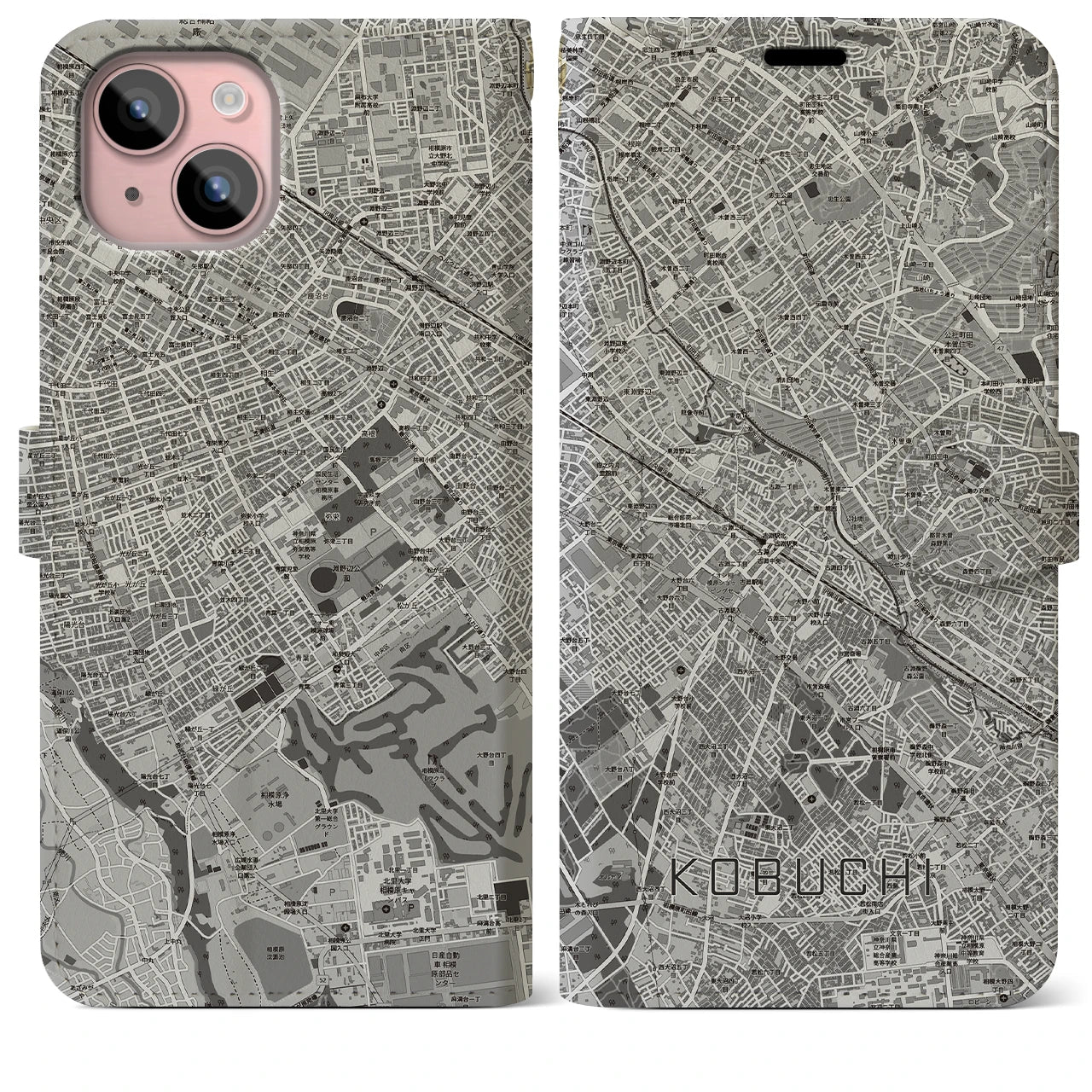 【古淵(神奈川県)】地図柄iPhoneケース(手帳タイプ)