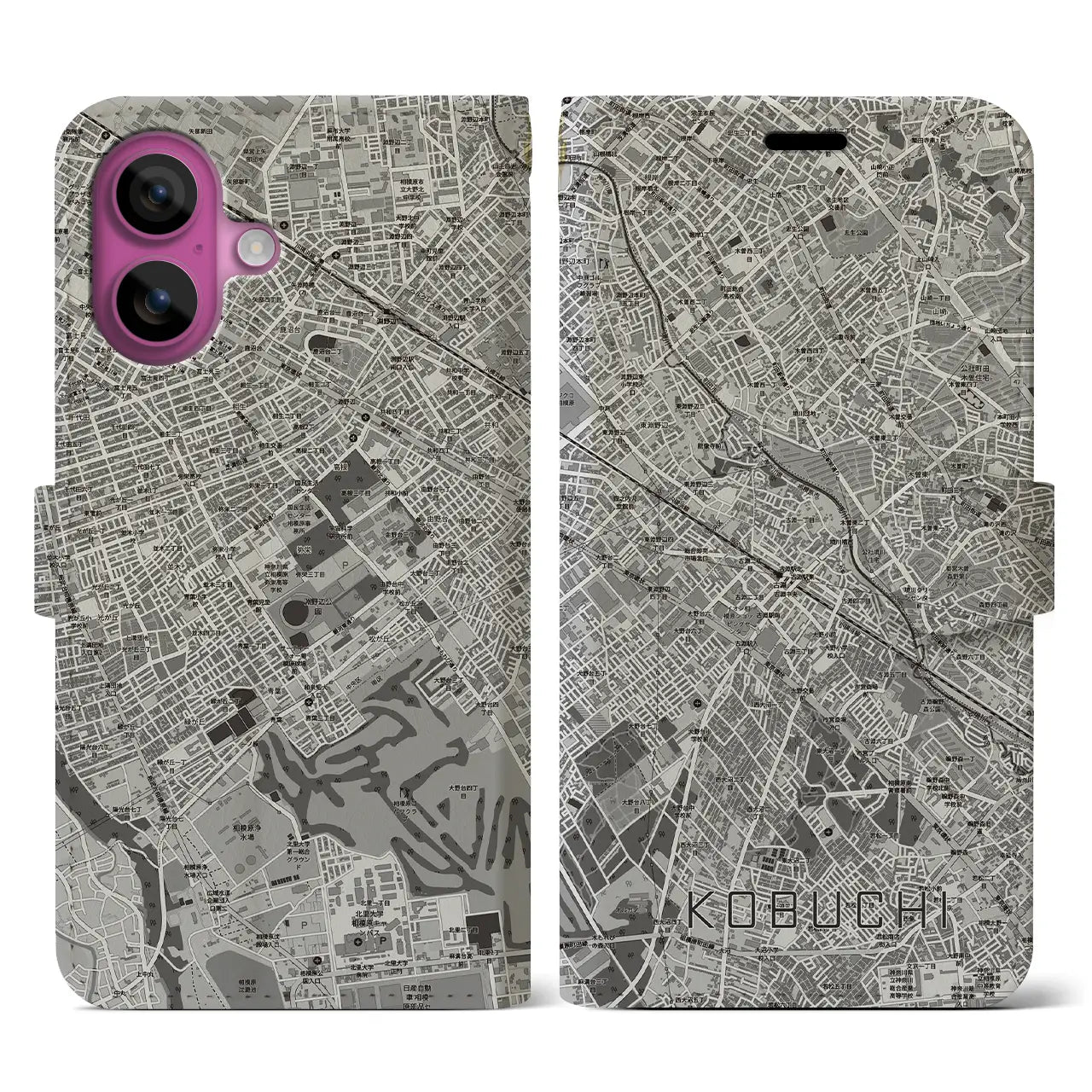 【古淵(神奈川県)】地図柄iPhoneケース(手帳タイプ)