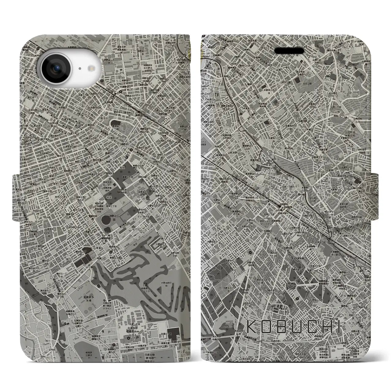 【古淵(神奈川県)】地図柄iPhoneケース(手帳タイプ)