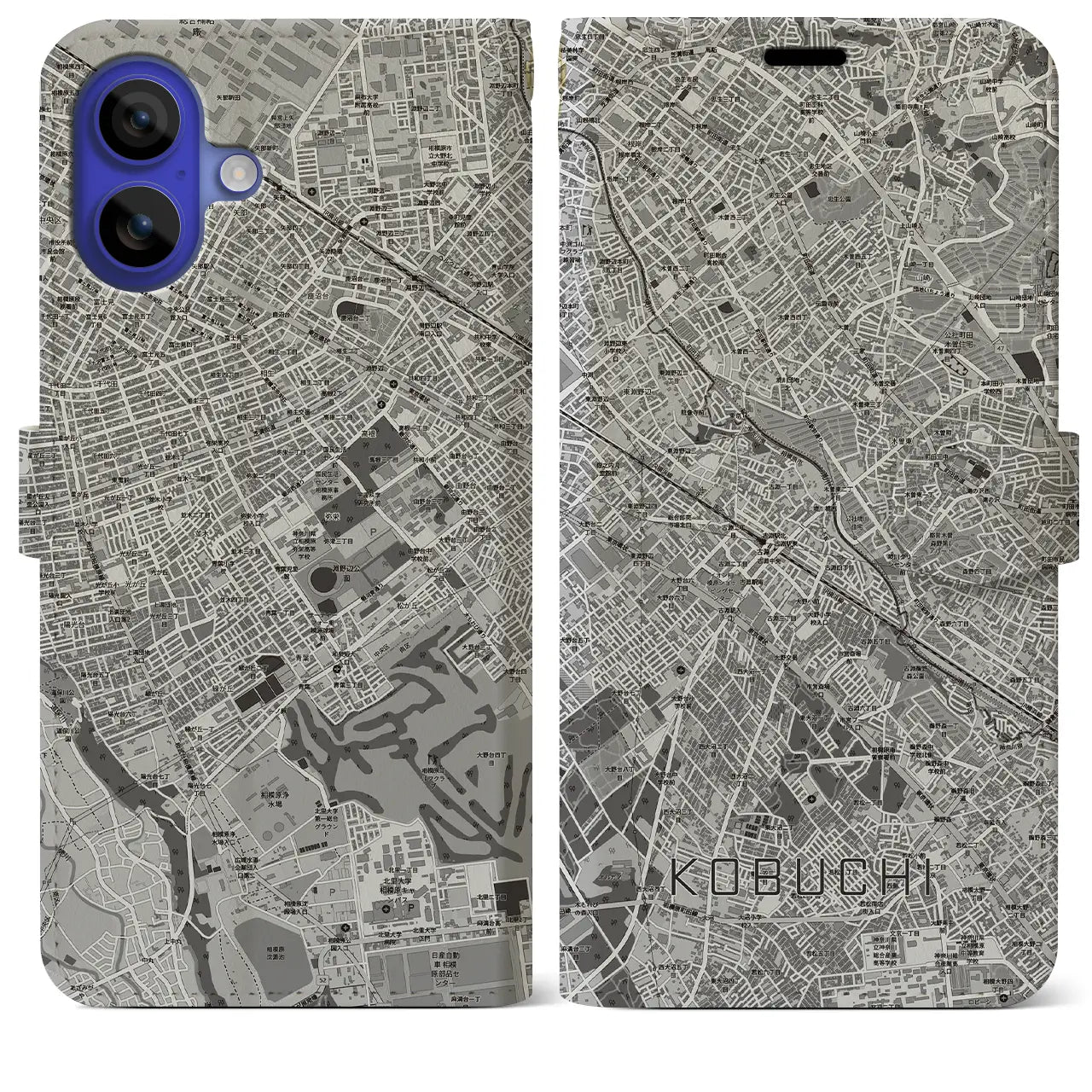 【古淵(神奈川県)】地図柄iPhoneケース(手帳タイプ)