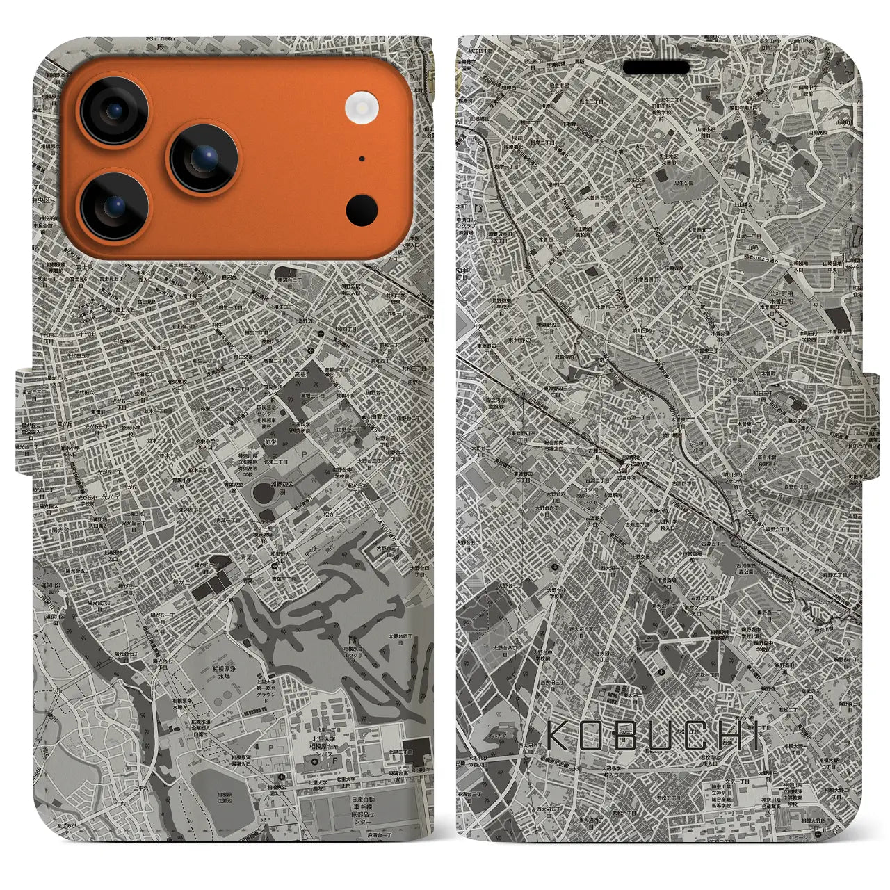【古淵(神奈川県)】地図柄iPhoneケース(手帳タイプ)