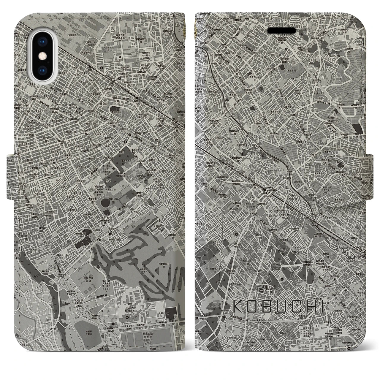 【古淵(神奈川県)】地図柄iPhoneケース(手帳タイプ)