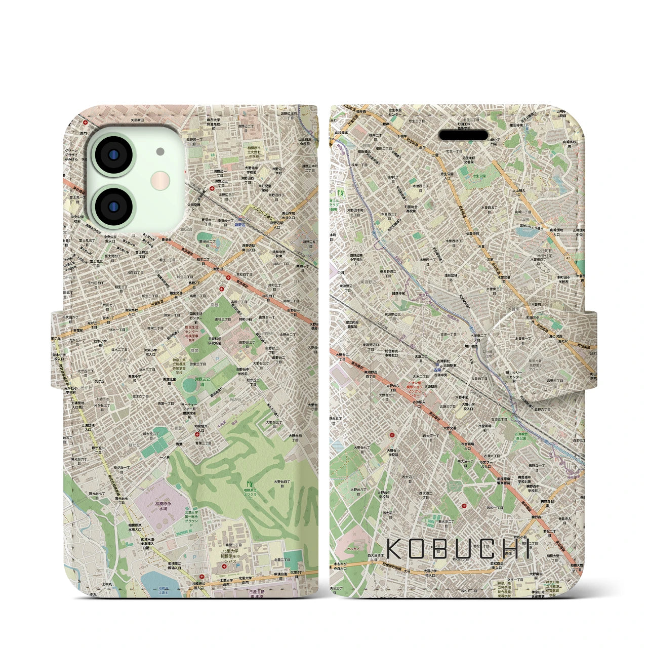 【古淵(神奈川県)】地図柄iPhoneケース(手帳タイプ)