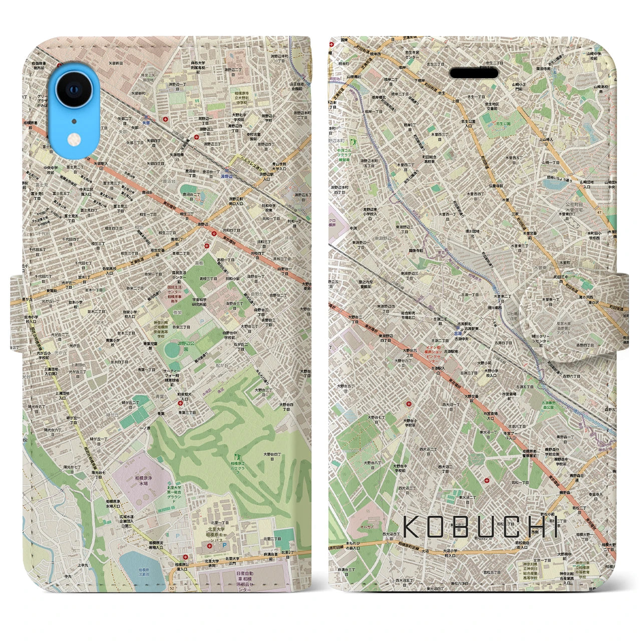 【古淵(神奈川県)】地図柄iPhoneケース(手帳タイプ)