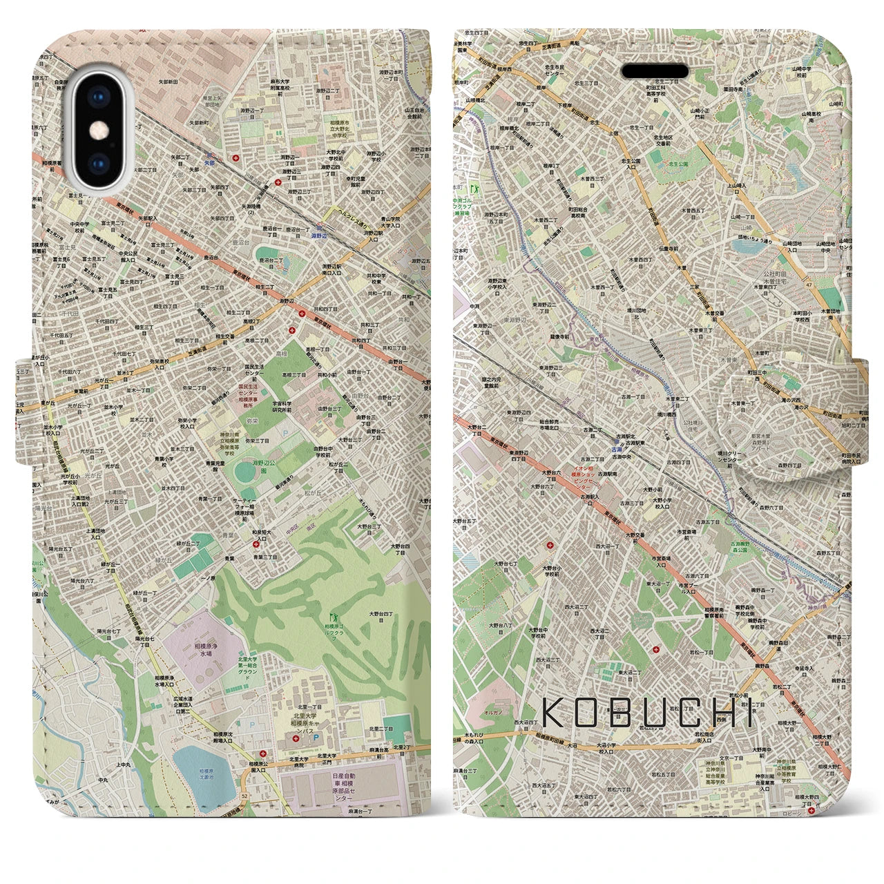 【古淵(神奈川県)】地図柄iPhoneケース(手帳タイプ)