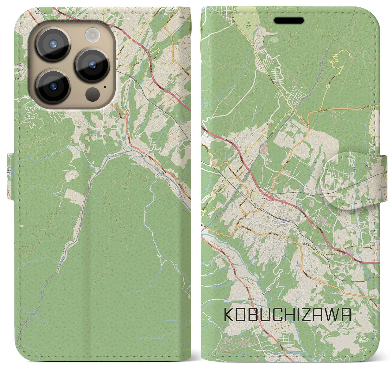 【小淵沢(山梨県)】地図柄iPhoneケース(手帳タイプ)