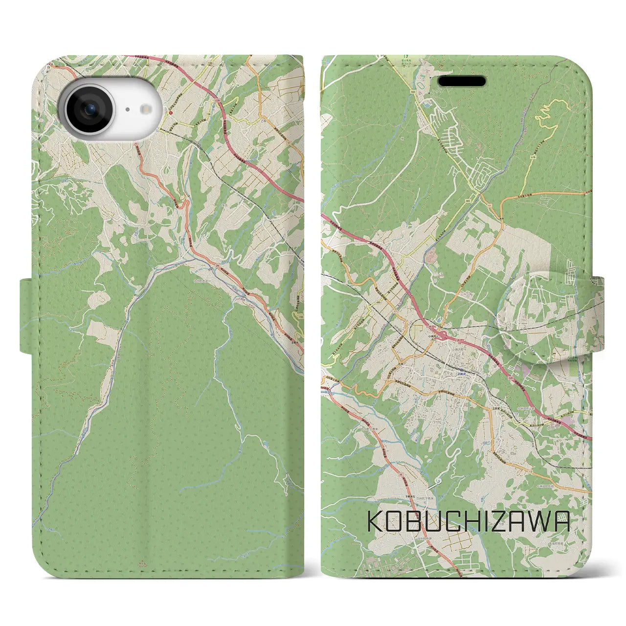 【小淵沢(山梨県)】地図柄iPhoneケース(手帳タイプ)