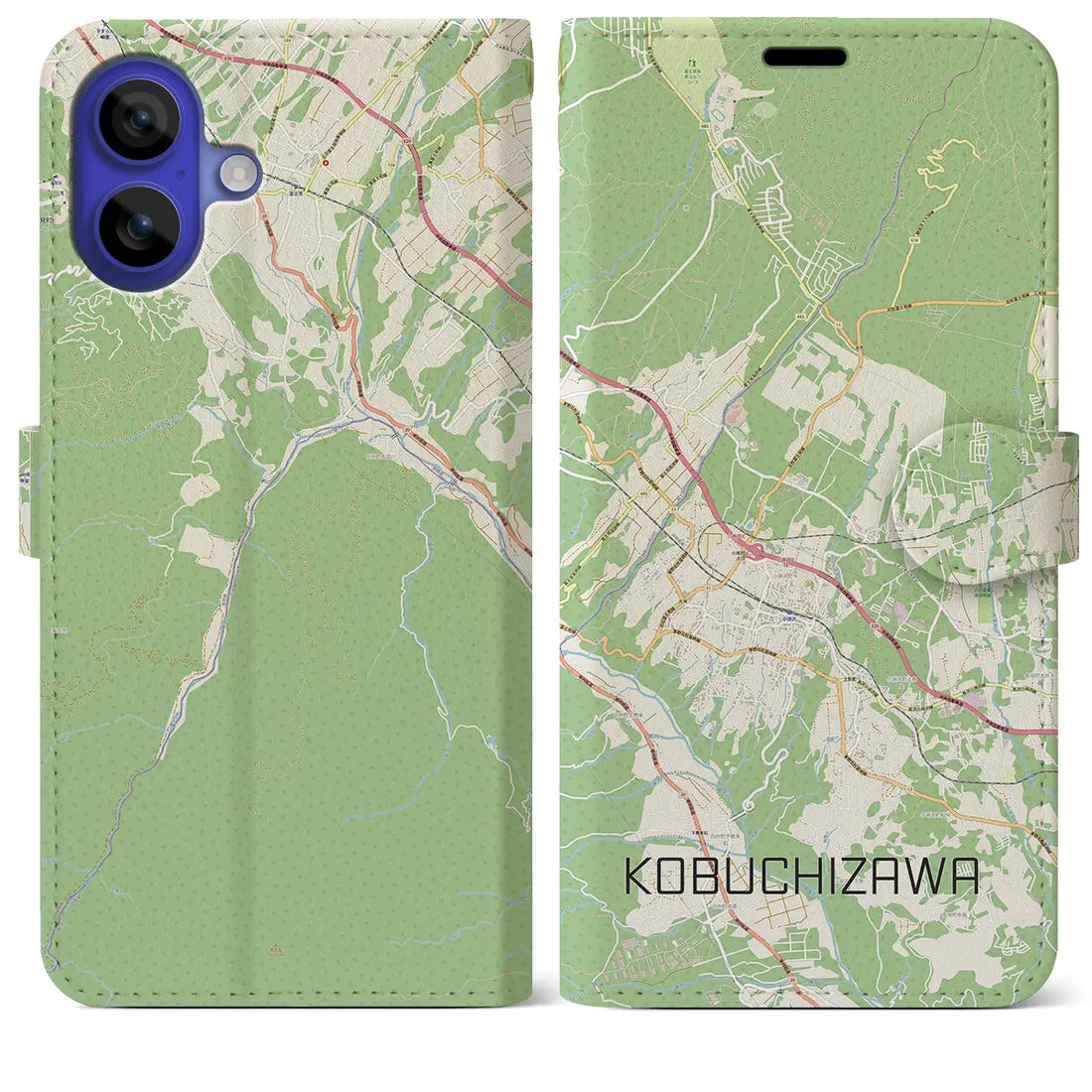 【小淵沢(山梨県)】地図柄iPhoneケース(手帳タイプ)ナチュラル・iPhone 16 Pro Max 用