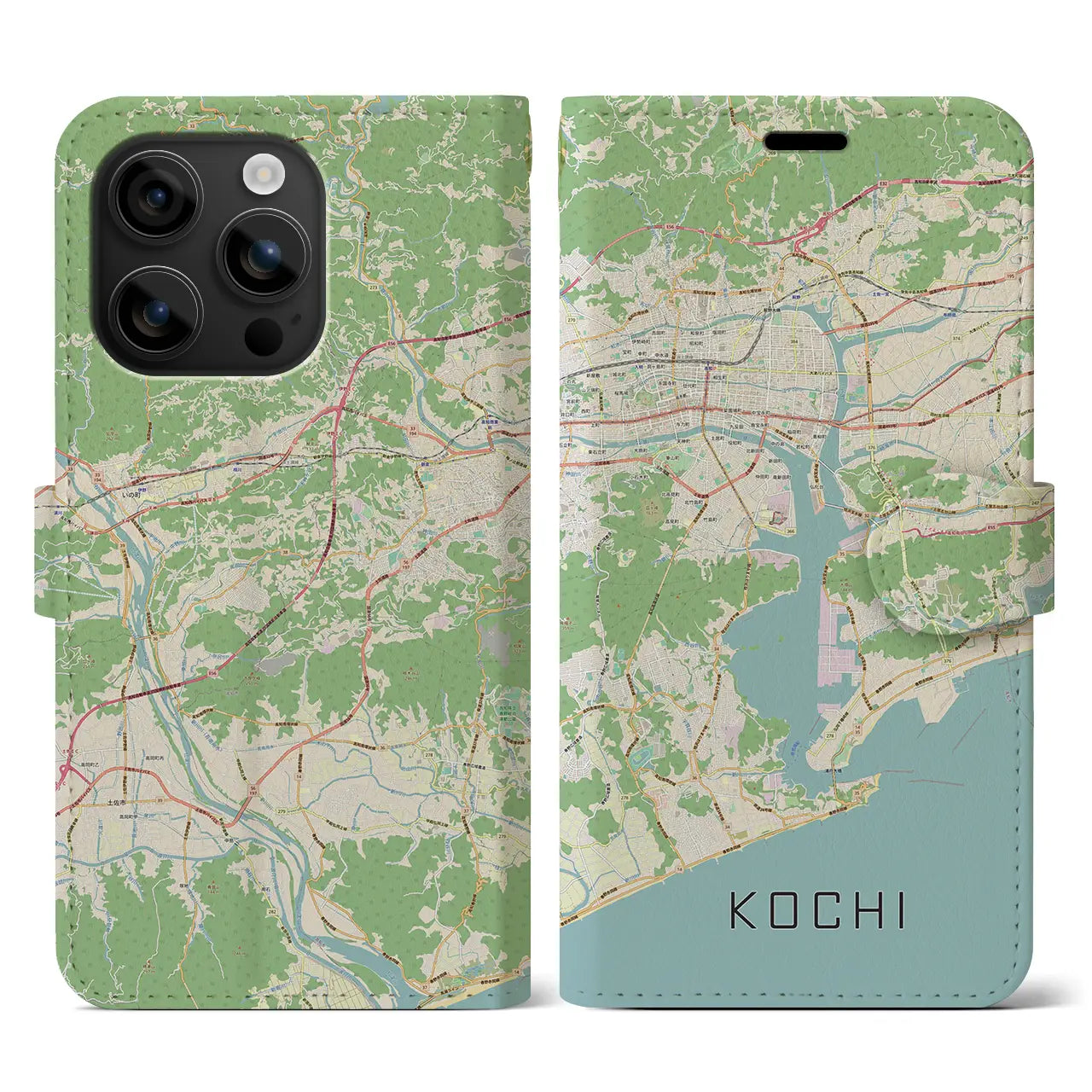 【高知(高知県)】地図柄iPhoneケース(手帳タイプ)ナチュラル・iPhone 16 用