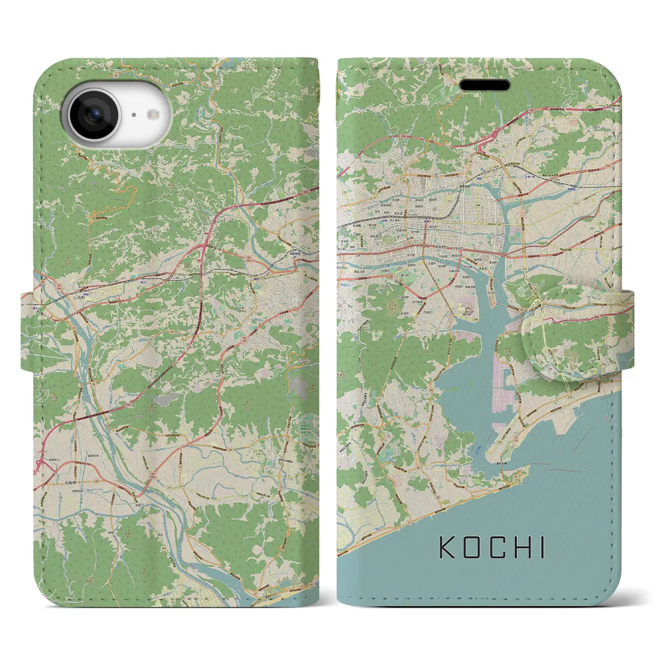 【高知(高知県)】地図柄iPhoneケース(手帳タイプ)