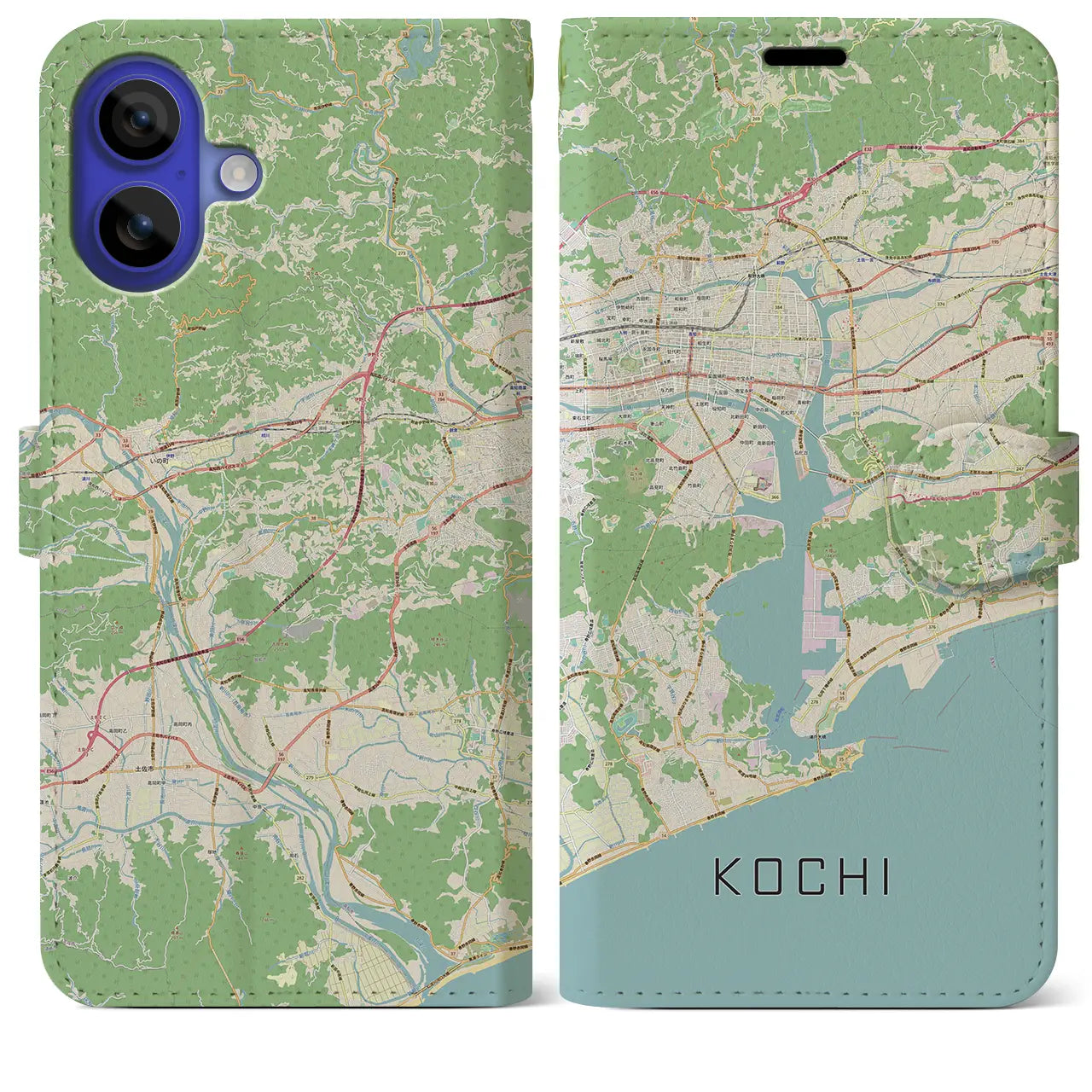 【高知(高知県)】地図柄iPhoneケース(手帳タイプ)