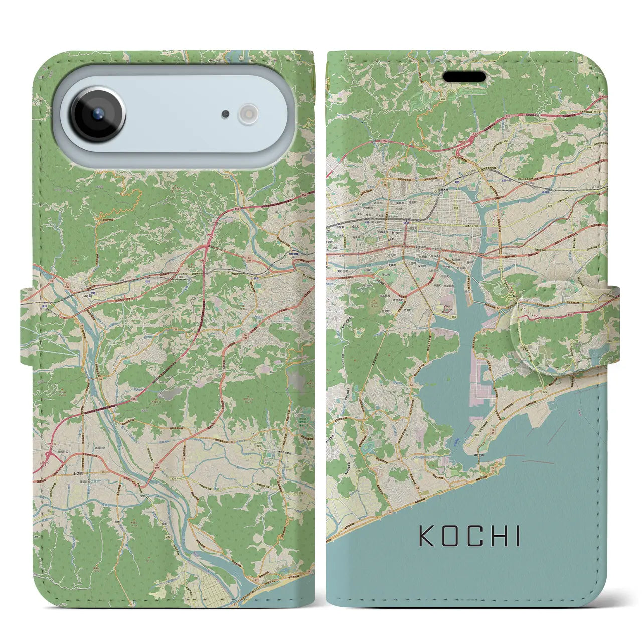 【高知(高知県)】地図柄iPhoneケース(手帳タイプ)ナチュラル・iPhone 17 Pro Max 用