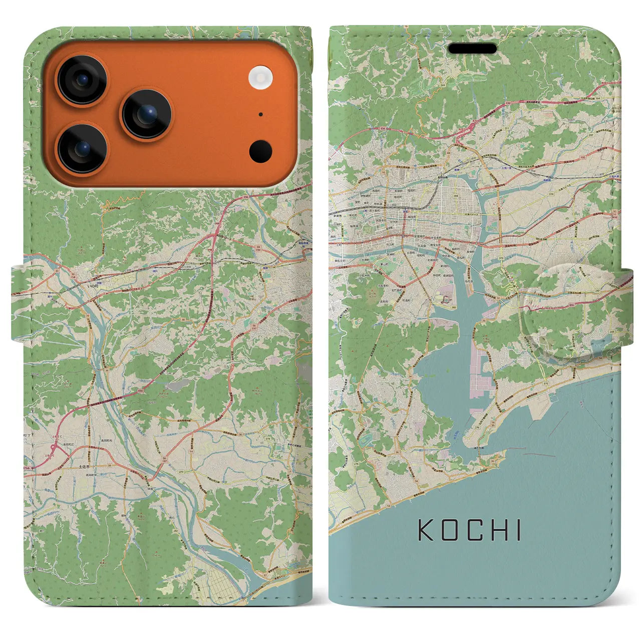 【高知(高知県)】地図柄iPhoneケース(手帳タイプ)モノトーン・iPhone 17 Pro Max 用