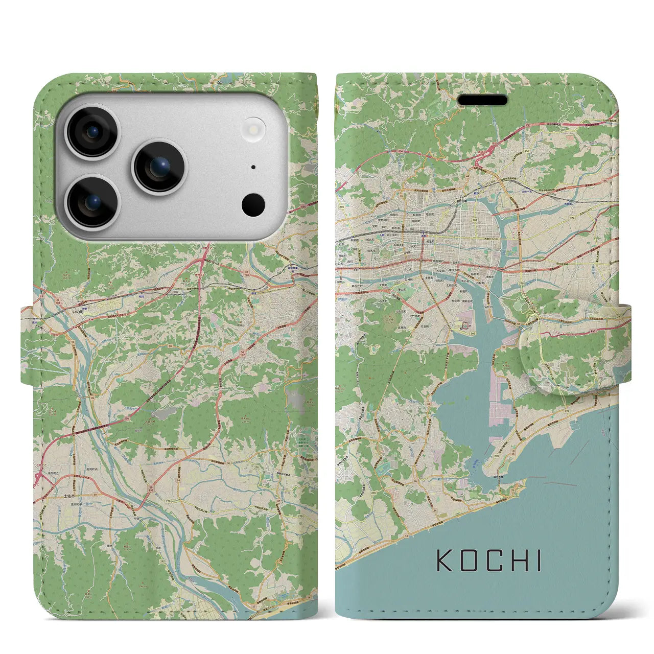 【高知(高知県)】地図柄iPhoneケース(手帳タイプ)