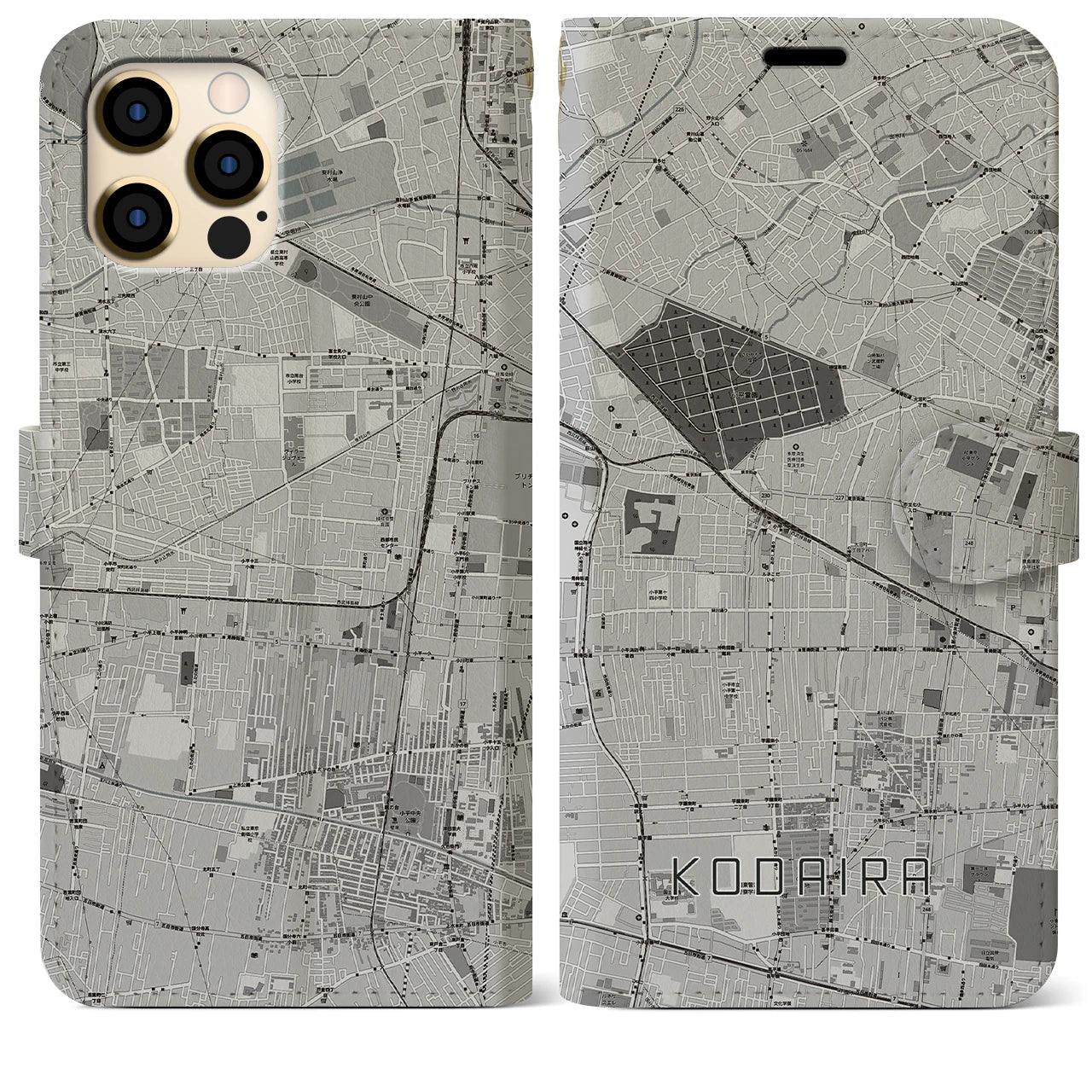 【小平(東京都)】地図柄iPhoneケース(手帳タイプ)