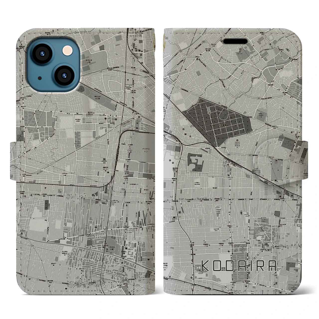 【小平(東京都)】地図柄iPhoneケース(手帳タイプ)