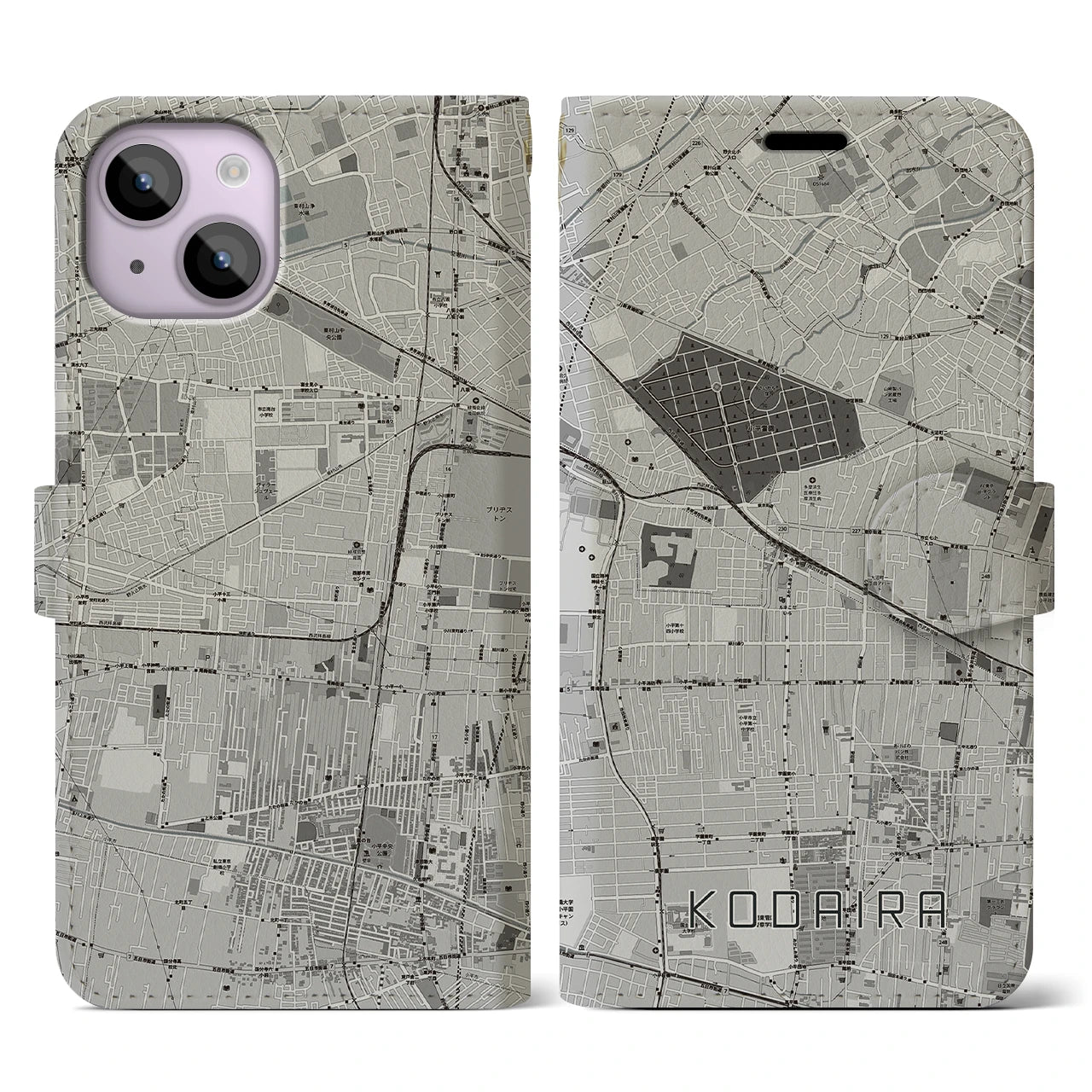 【小平(東京都)】地図柄iPhoneケース(手帳タイプ)