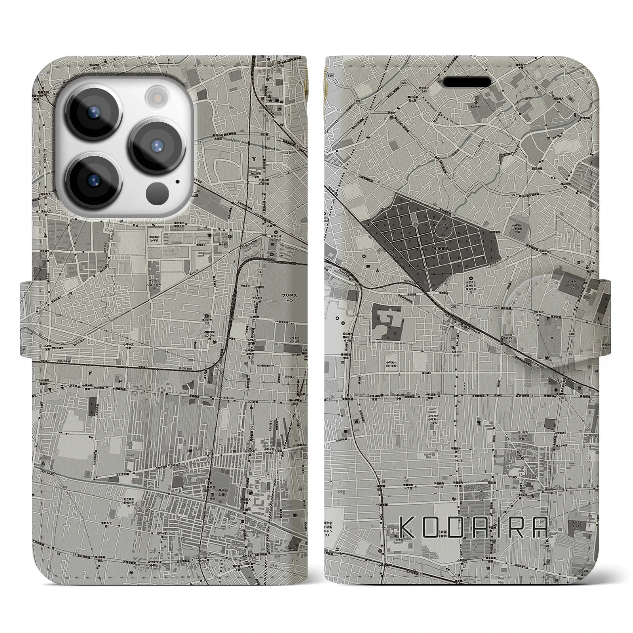 【小平(東京都)】地図柄iPhoneケース(手帳タイプ)