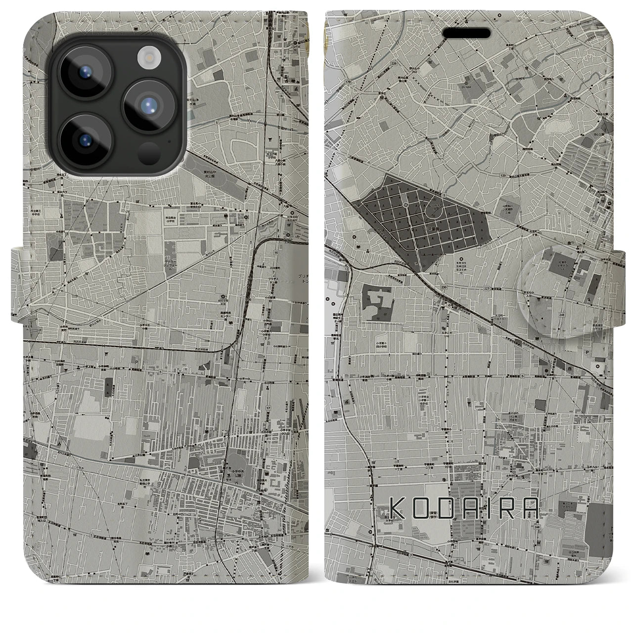 【小平(東京都)】地図柄iPhoneケース(手帳タイプ)