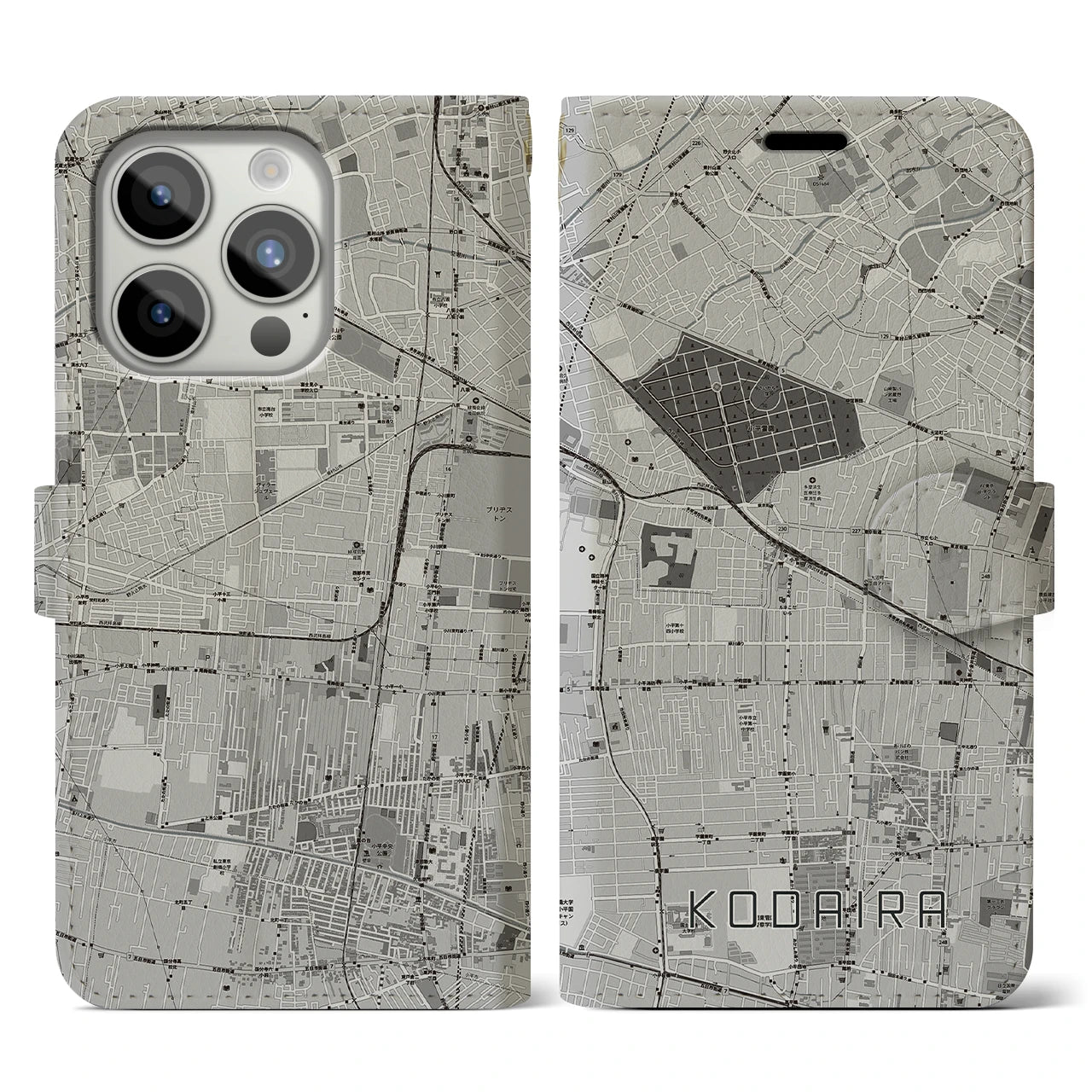 【小平(東京都)】地図柄iPhoneケース(手帳タイプ)