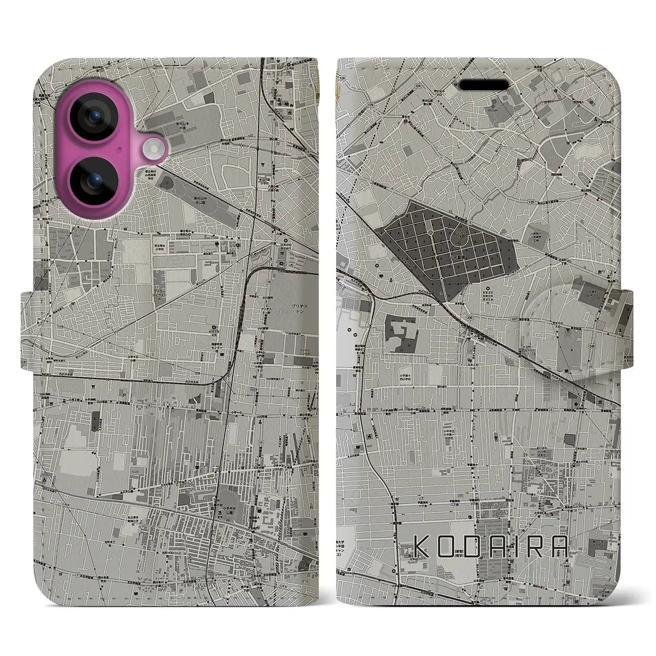 【小平(東京都)】地図柄iPhoneケース(手帳タイプ)