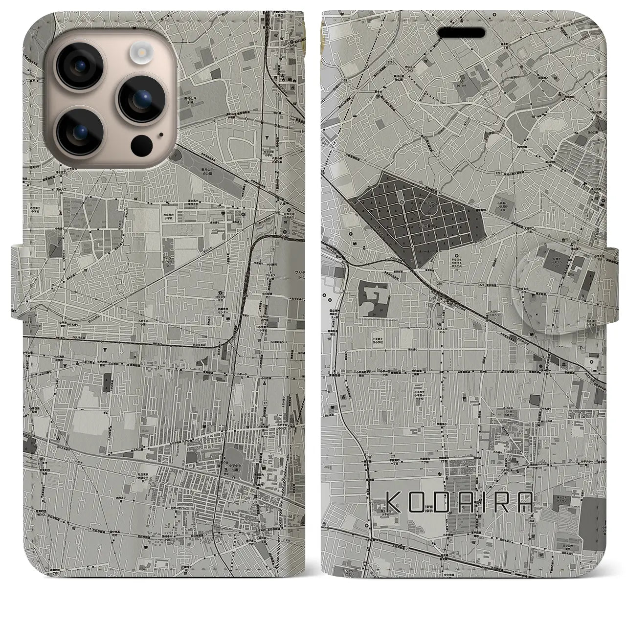 【小平(東京都)】地図柄iPhoneケース(手帳タイプ)