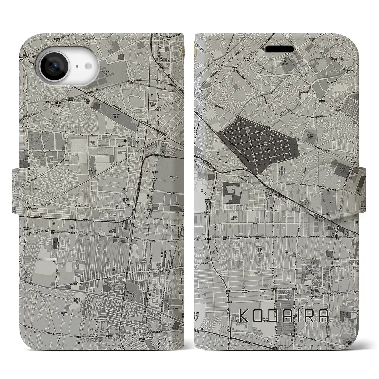 【小平(東京都)】地図柄iPhoneケース(手帳タイプ)