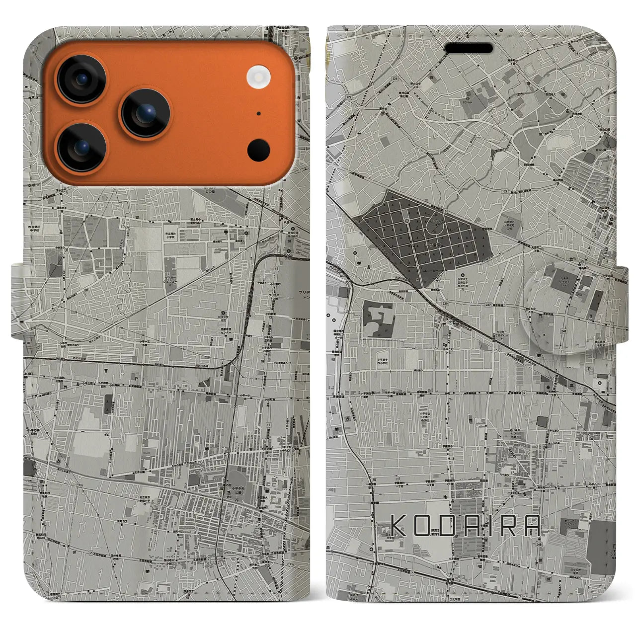 【小平(東京都)】地図柄iPhoneケース(手帳タイプ)