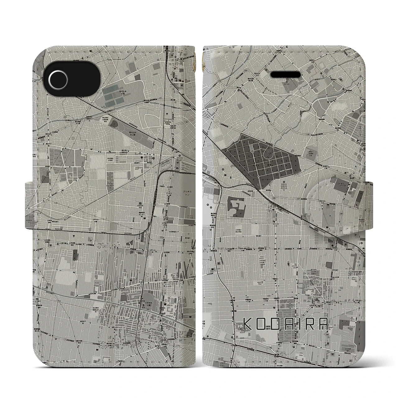 【小平(東京都)】地図柄iPhoneケース(手帳タイプ)