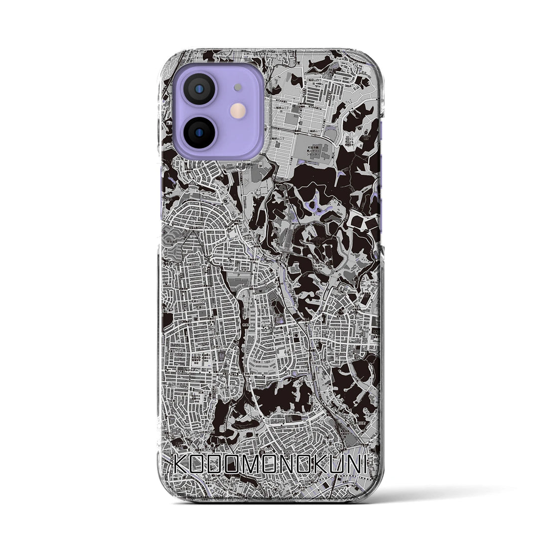 【こどもの国(神奈川県)】地図柄iPhoneケース(クリアタイプ)モノトーン・iPhone 12 / 12 Pro 用